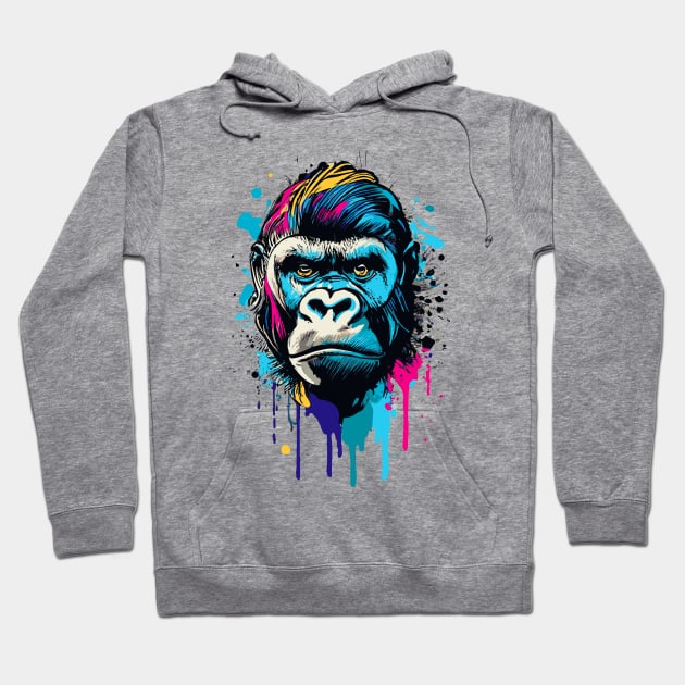 Gorilla colorful - Gorilla Art - Gorilla Head Hoodie by BigWildKiwi